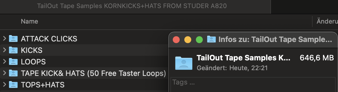 TAILOUT TAPE SAMPLES Vol. 2 "A820 TAPE KICK & HAT" (600MB, 1400 loops & oneshots) - Image 3