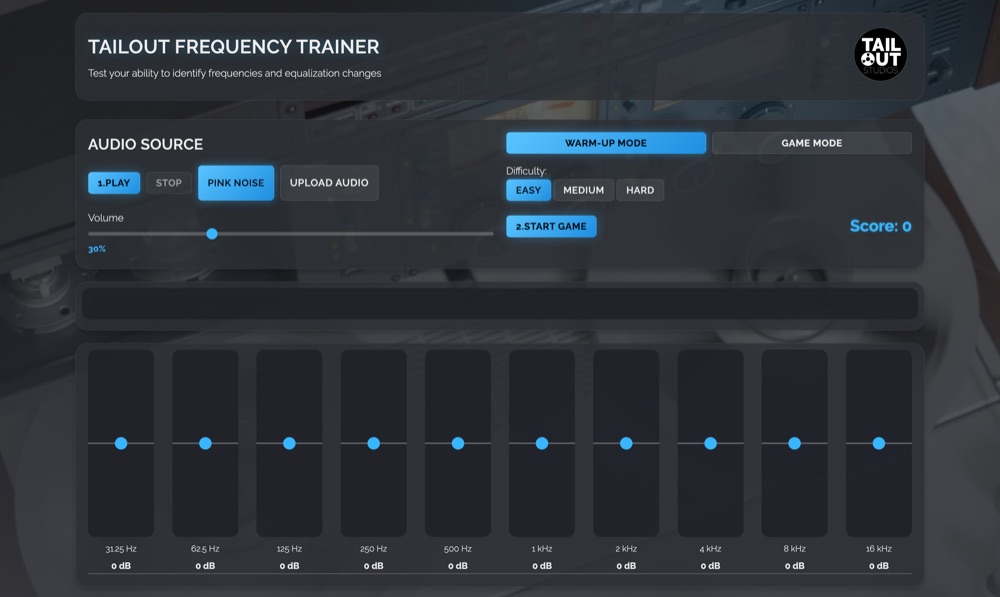 TailOut Frequency Trainer – EQ guessing game in the browser