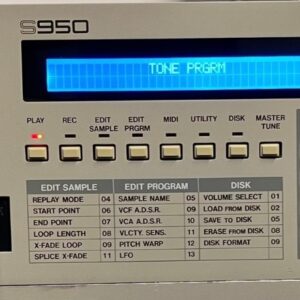 Akai S950 sampler front panel with display and buttons